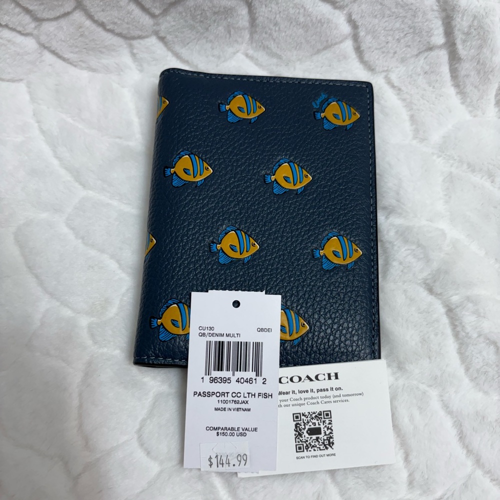 Coach Passport Card Holder with Fish Print